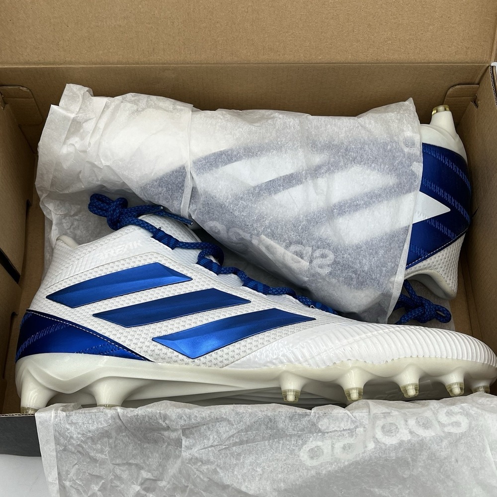 NEW! Adidas Freak X Carbon Mid Football Cleats - White/Blue - Size 13.5 - F97435 - Picture 8 of 13